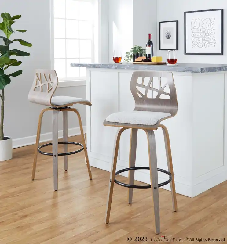 Limited Edition Folia 30" Fixed-Height Barstool - Set of 2 By LumiSource - B30-FOLIAFB