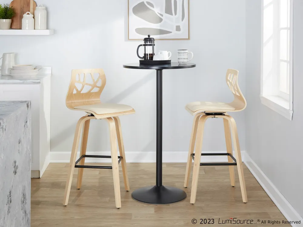 Must Have Folia 30" Fixed-Height Barstool - Set of 2 By LumiSource - B30-FOLIAPU