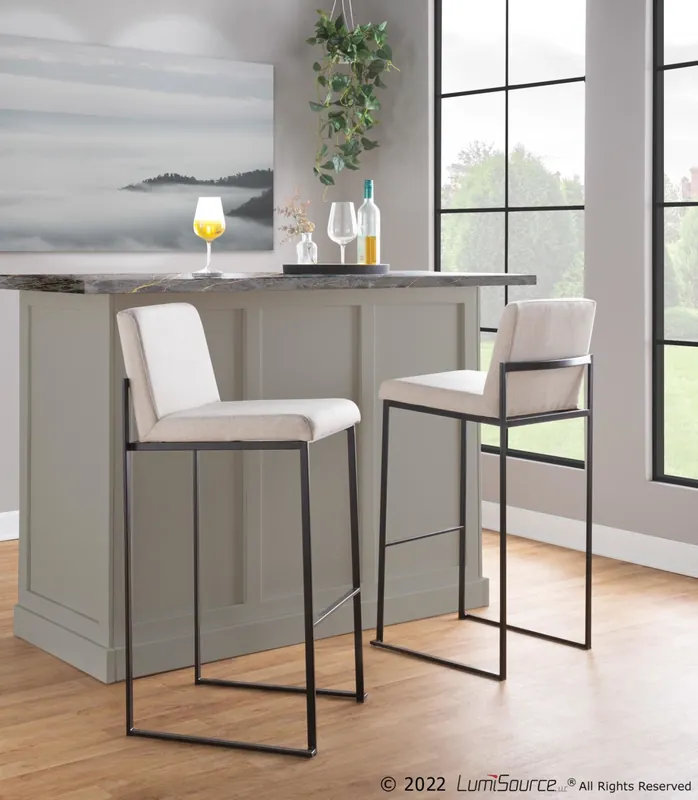 Place Order Fuji High Back 30" Fixed-Height Barstool - Set of 3 By LumiSource - B3