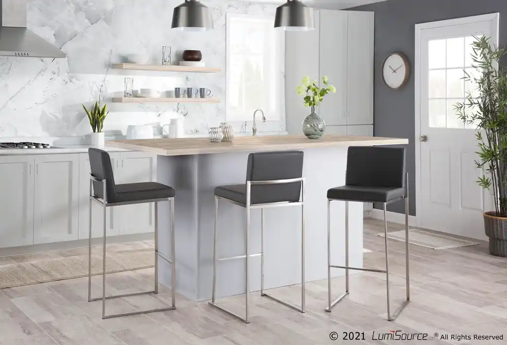 Fuji High Back 30" Fixed-Height Barstool - Set of 3 By LumiSource - B3 Save Now