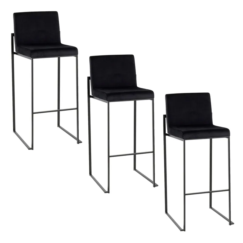 Secure Checkout Fuji High Back 30" Fixed-Height Barstool - Set of 3 By LumiSource - B3