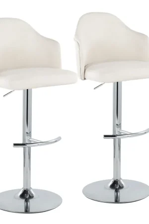 Ahoy Adjustable Barstool - Set of 2 By LumiSource - BS-AHOYUPFB-RT2 CH Genuine
