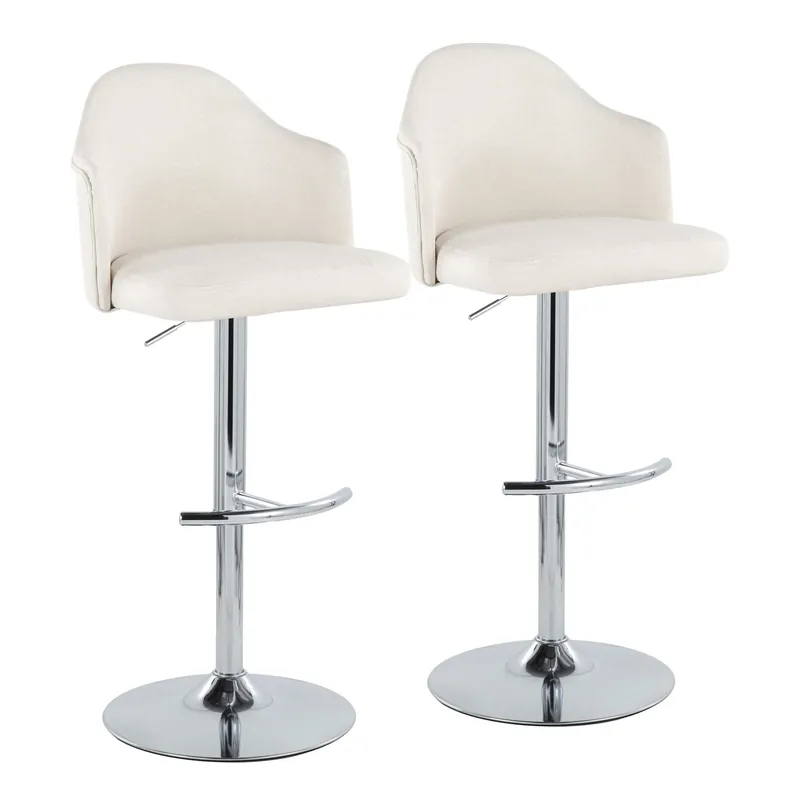Ahoy Adjustable Barstool - Set of 2 By LumiSource - BS-AHOYUPFB-RT2 CH Genuine