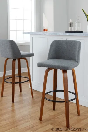 Authentic Toriano 30" Fixed-Height Barstool - Set of 2 By LumiSource - B30-TRNOF