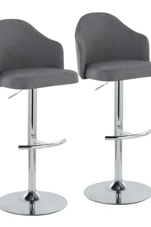 Ahoy Adjustable Barstool - Set of 2 By LumiSource - BS-AHOYUPFB-RT2 CH Super Sale