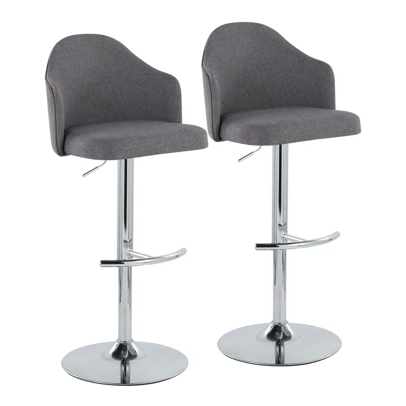Ahoy Adjustable Barstool - Set of 2 By LumiSource - BS-AHOYUPFB-RT2 CH Super Sale