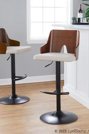 Ariana Adjustable Barstool - Set of 2 By LumiSource - BS-ARIA RNT2 BKW Flash Sale
