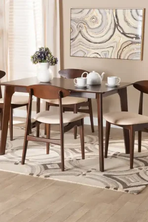 Wholesale Baxton Studio Daria Mid-Century Modern Cream Fabric and Dark Brown Fin