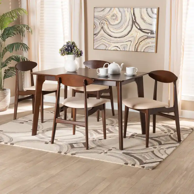 Wholesale Baxton Studio Daria Mid-Century Modern Cream Fabric and Dark Brown Fin