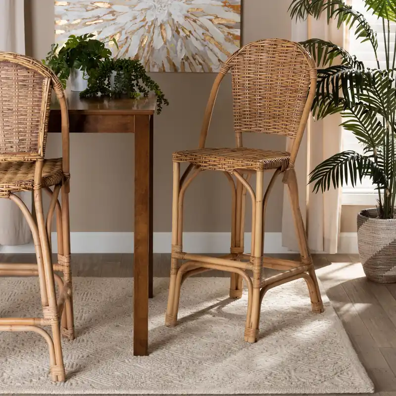Latest Baxton Studio bali & pari Neola Modern Bohemian Natural Rattan Bar Sto