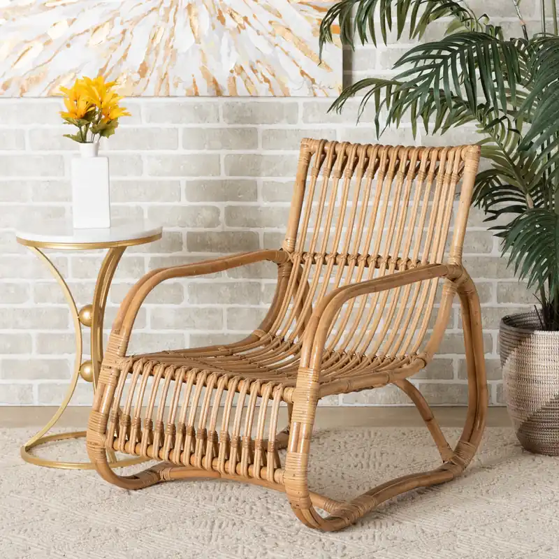 Baxton Studio bali & pari Blanca Modern Bohemian Natural Rattan Accent Free Returns