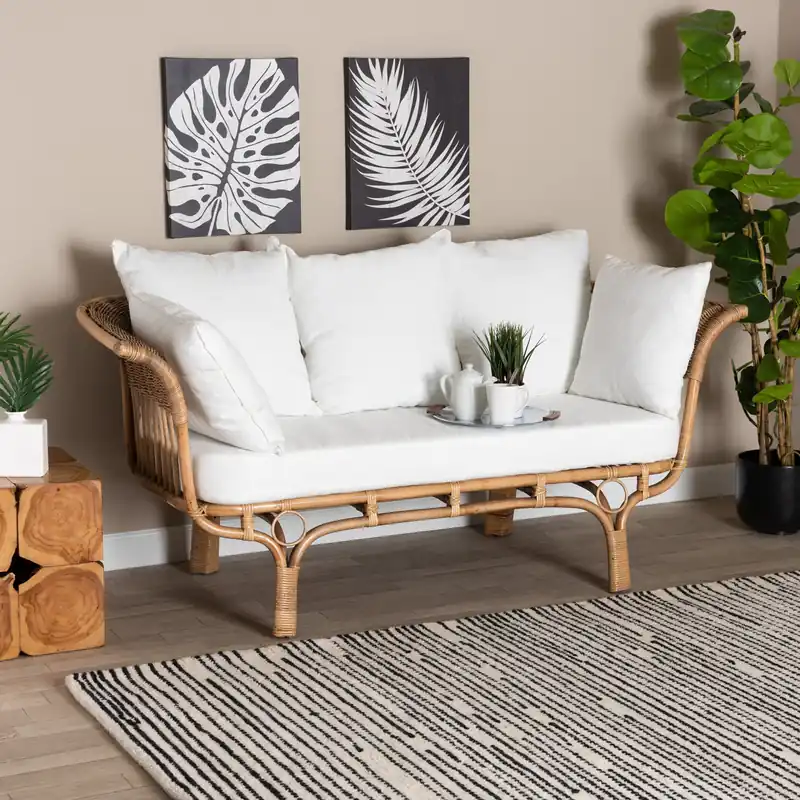 Baxton Studio bali & pari Edana Modern Bohemian Natural Rattan Sofa Wi Original