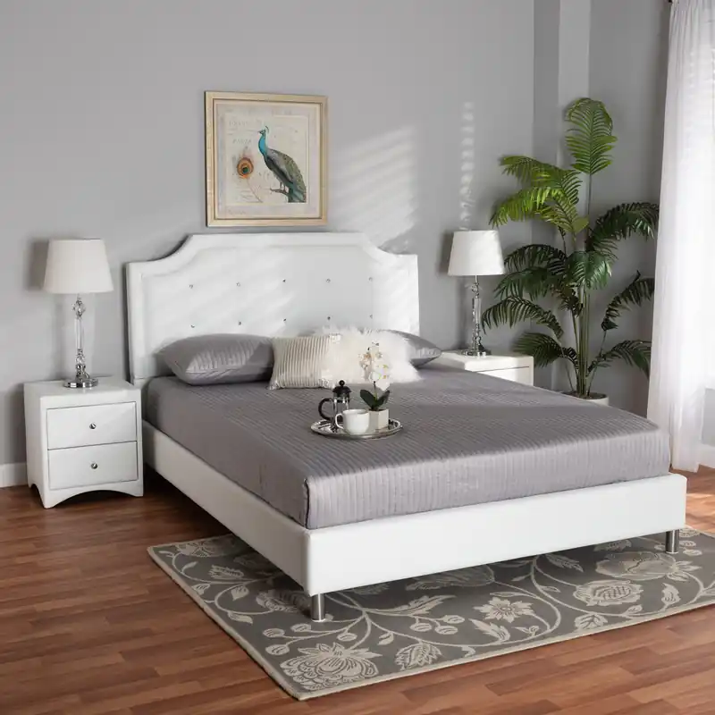 Get Yours Baxton Studio Carlotta Contemporary Glam White Faux Leather Upholstere