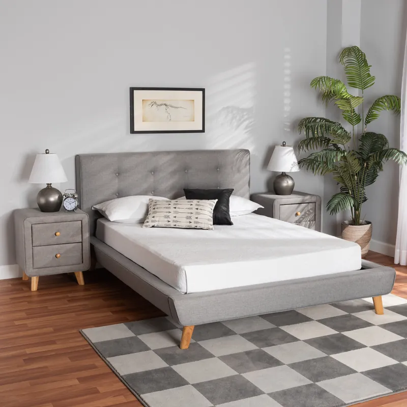 Baxton Studio Jonesy Mid-Century Modern Transitional Grey Fabric Uphol Handmade