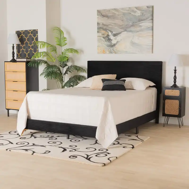 Baxton Studio Abberton Modern and Contemporary Black Velvet and Gold M Modern