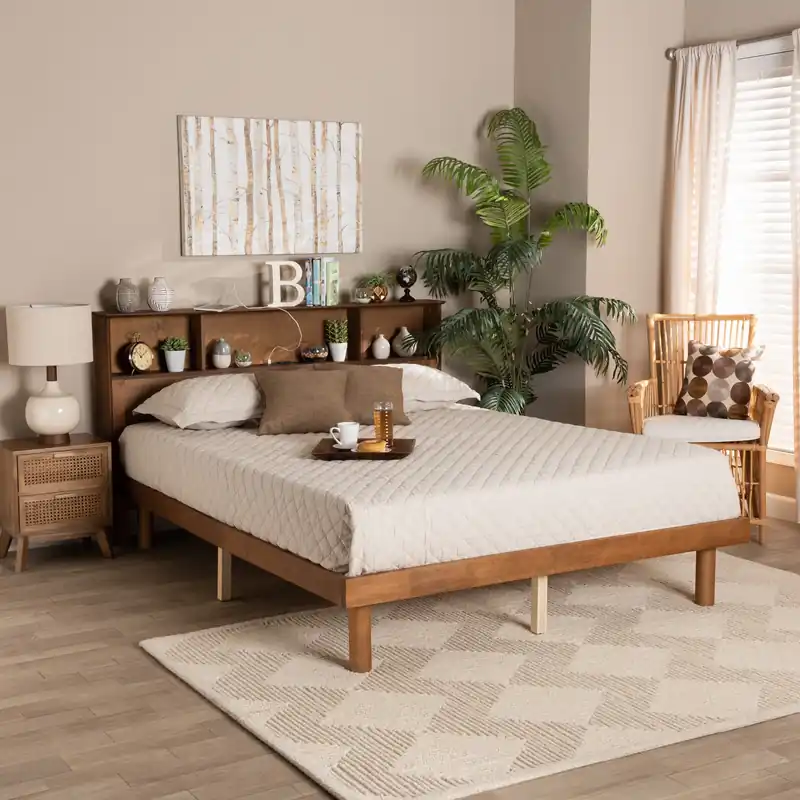 Holiday Sale Baxton Studio Lochlan Mid-Century Modern Transitional Walnut Brown Fin
