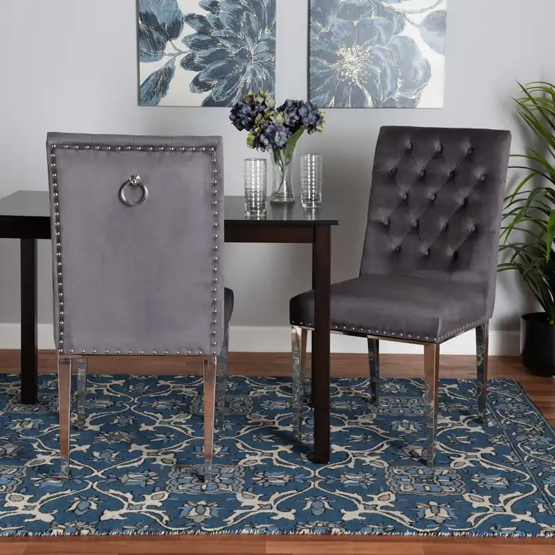 Baxton Studio Caspera Contemporary Glam and Luxe Grey Velvet Fabric an Hot Deal