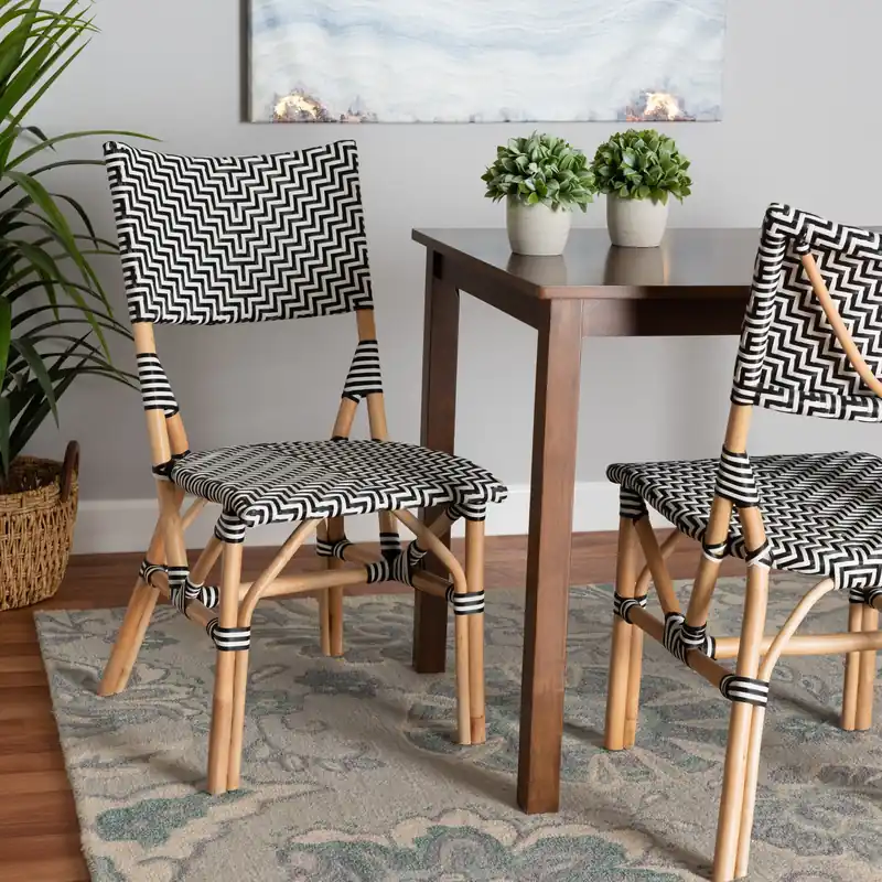 Baxton Studio bali & pari Wagner Modern French Black and White Weaving Budget