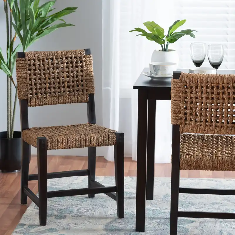 Crafted Baxton Studio bali & pari Alise Modern Bohemian Dark Brown Mahogany Wo