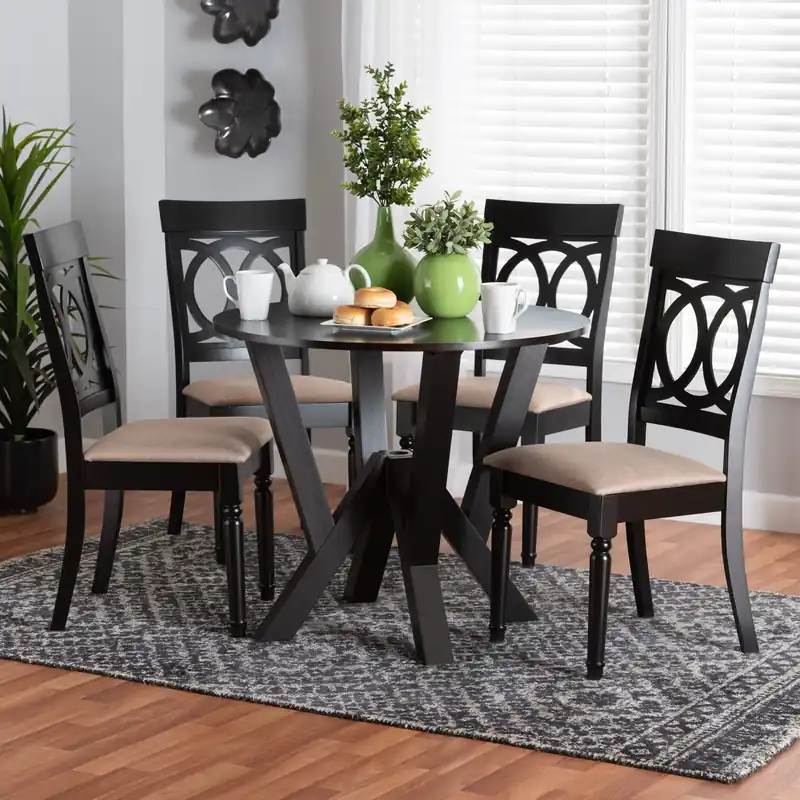 Don’t Miss Out Baxton Studio Angie Modern Sand Fabric and Dark Brown Finished Wood 5-