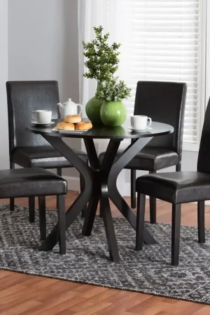 Baxton Studio Asli Modern Espresso Brown Faux Leather and Wood 5-Piece Trending