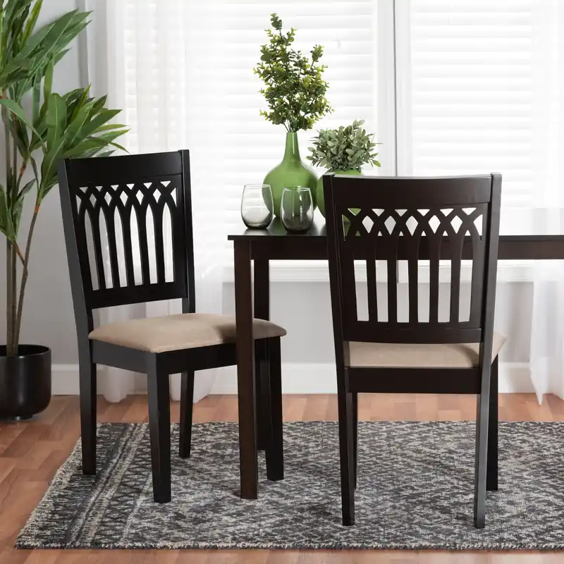Same Day Shipping Baxton Studio Genesis Modern Beige Fabric and Dark Brown Finished Wood