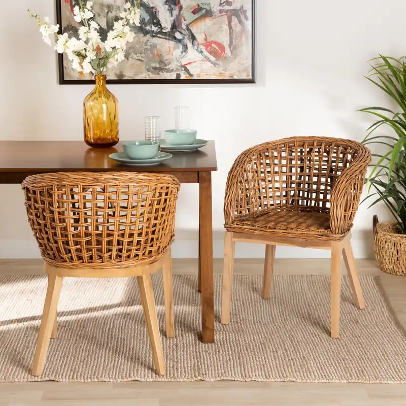 Baxton Studio bali & pari Mario Modern Bohemian Natural Brown Finished Deal