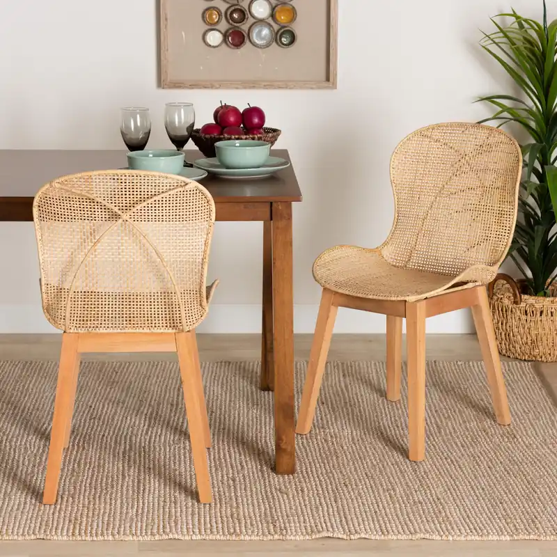 Baxton Studio bali & pari Sabelle Japandi Natural Brown Mahogany and R Best Seller
