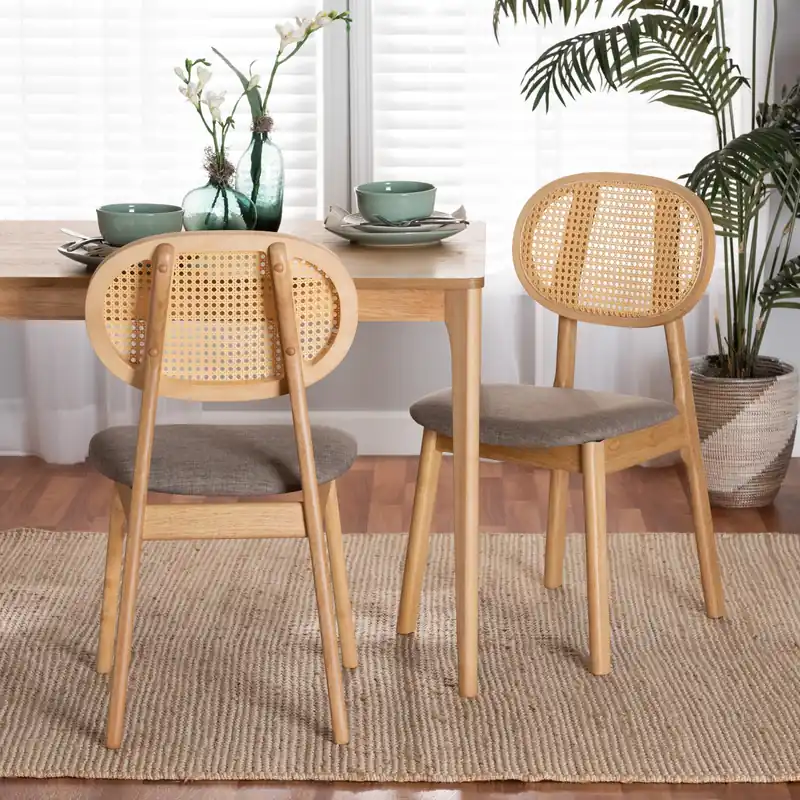 Baxton Studio Darrion Mid-Century Modern Grey Fabric and Natural Oak F Fast Shipping