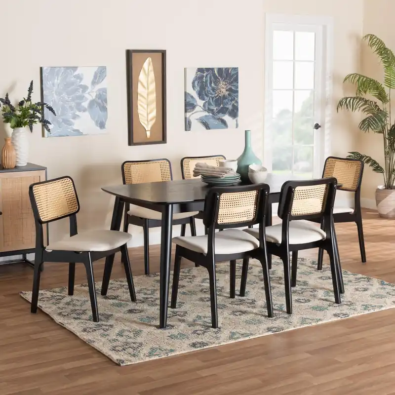 In Demand Baxton Studio Dannon Mid-Century Modern Cream Fabric and Black Finishe
