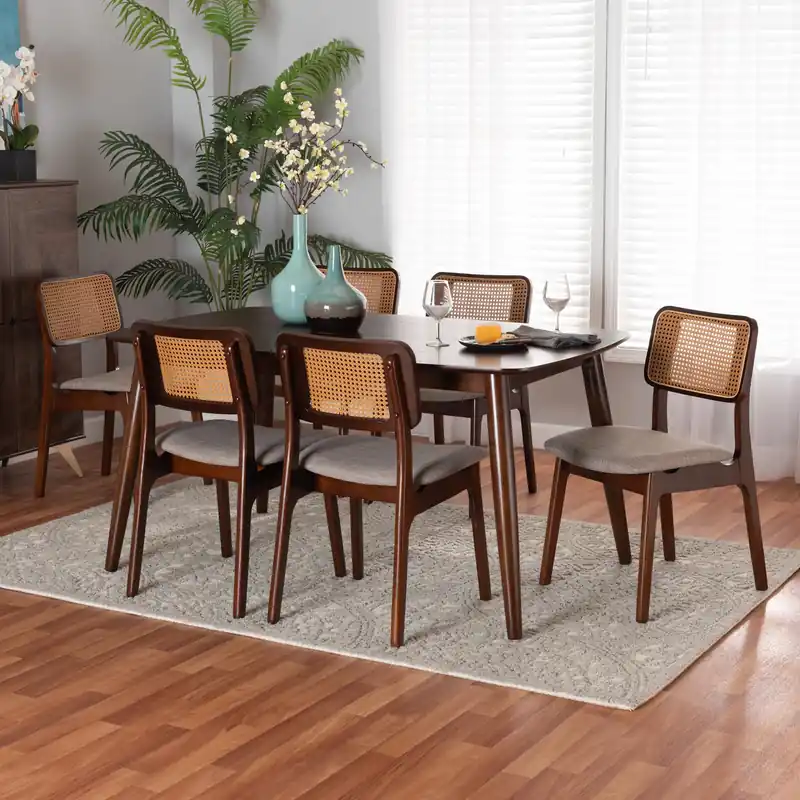 Baxton Studio Dannon Mid-Century Modern Grey Fabric and Walnut Brown F Luxury
