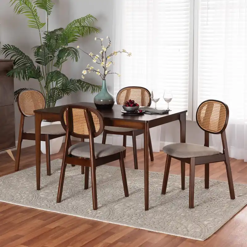 Special Offer Baxton Studio Darrion Mid-Century Modern Grey Fabric and Walnut Brown