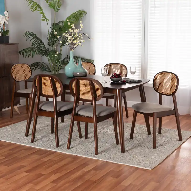 No Minimum Order Baxton Studio Darrion Mid-Century Modern Grey Fabric and Walnut Brown