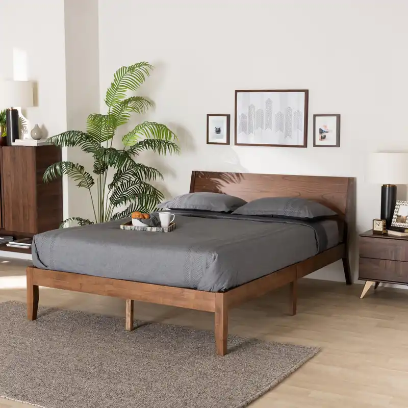 Baxton Studio Salvatore Mid-Century Modern Walnut Brown Finished Wood Viral