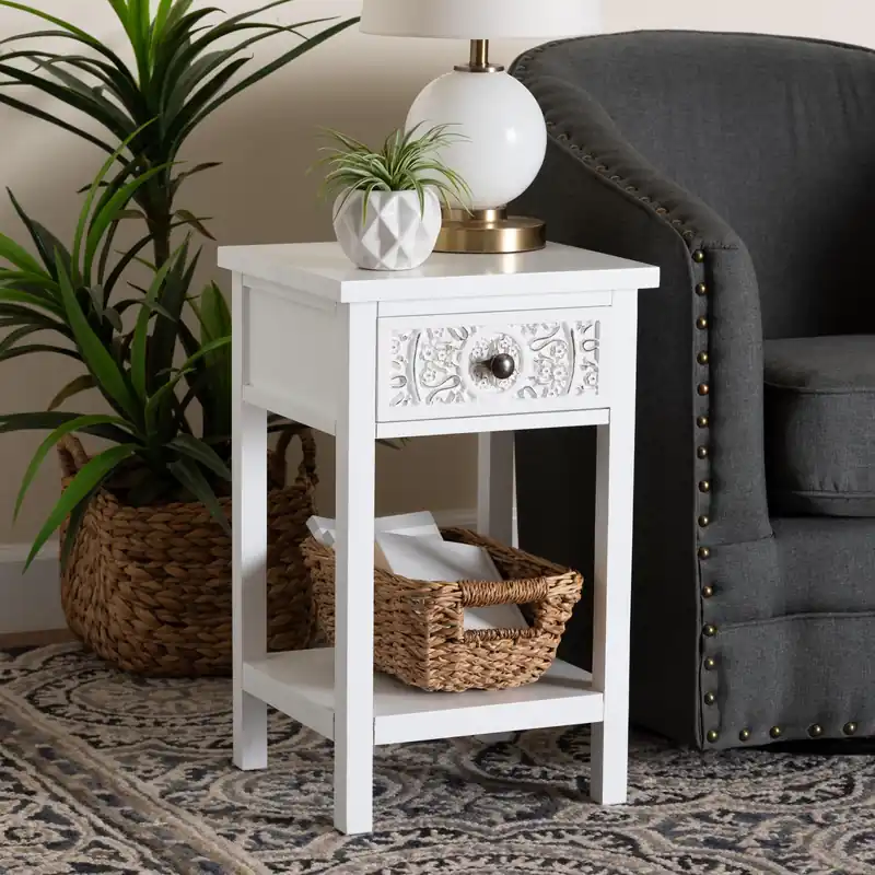 Best Seller Baxton Studio Yelena Classic and Traditional White Finished Wood 1-Dra