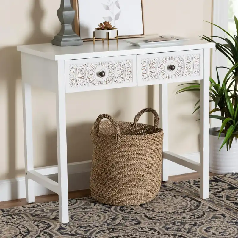 Instant Buy Baxton Studio Yelena Classic and Traditional White Finished Wood 2-Dra