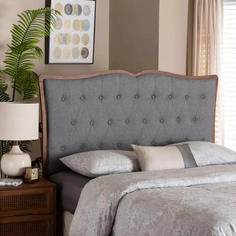 Baxton Studio Georgia Classic and Traditional Grey Fabric and Walnut B Reduced Price