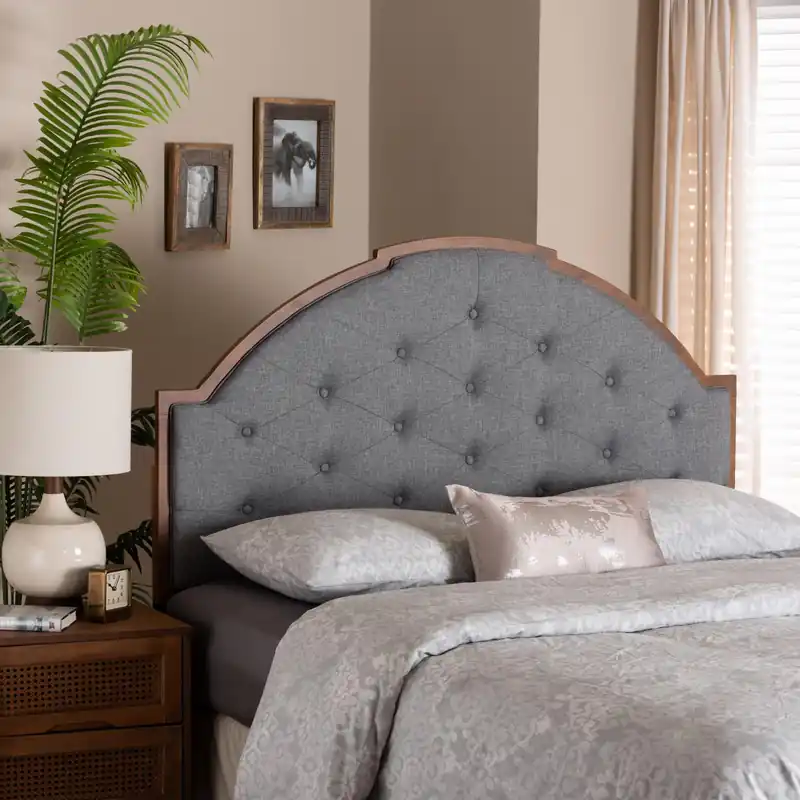 One Day Deal Baxton Studio Madeline Classic and Traditional Grey Fabric and Walnut