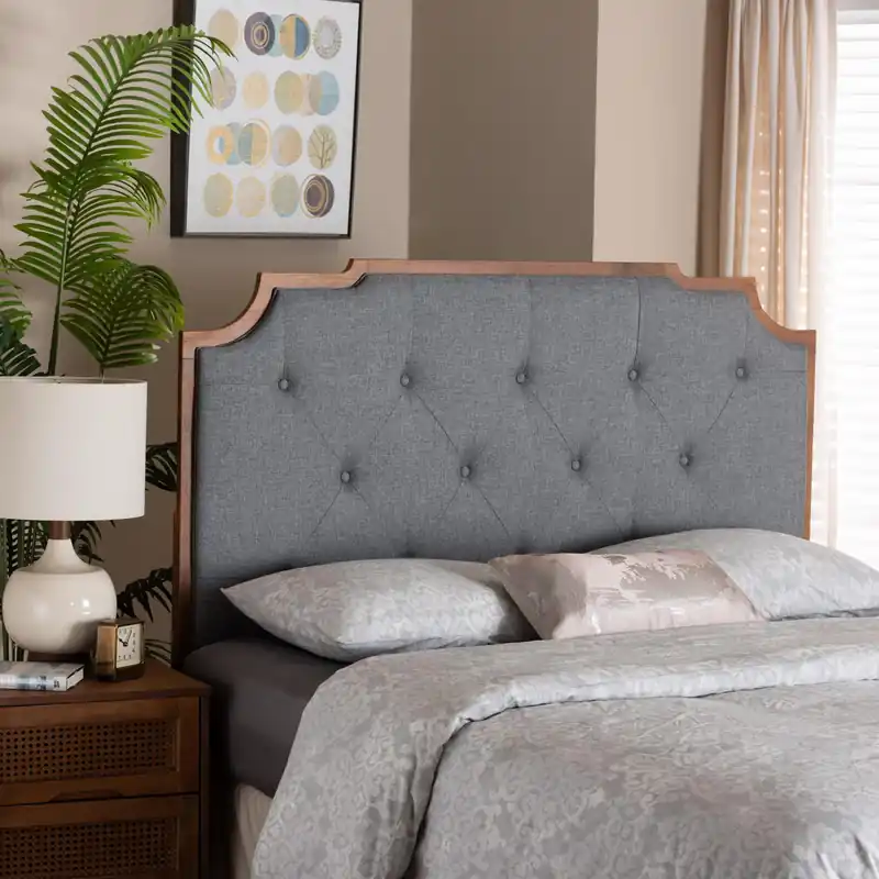 Weekend Sale Baxton Studio Fortuna Classic and Traditional Grey Fabric and Walnut B
