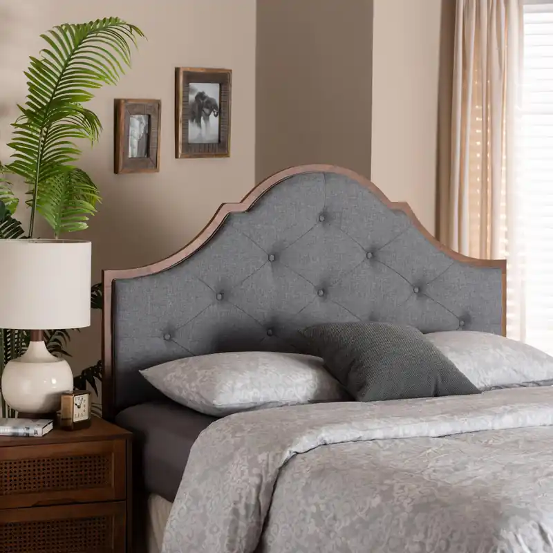 Baxton Studio Camila Classic and Traditional Grey Fabric and Walnut Br Affordable