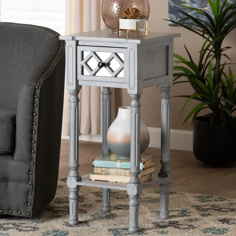 Free Returns Baxton Studio Gellert Classic and Traditional Grey Finished Wood 1-Dra