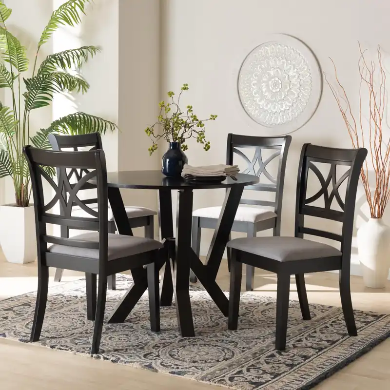 Best Choice Baxton Studio Mari Modern Grey Fabric and Dark Brown Finished Wood 5-P
