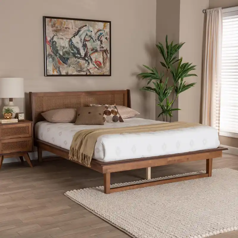 Grab Now Baxton Studio Aveena Mid-Century Modern Walnut Brown Finished Wood Que