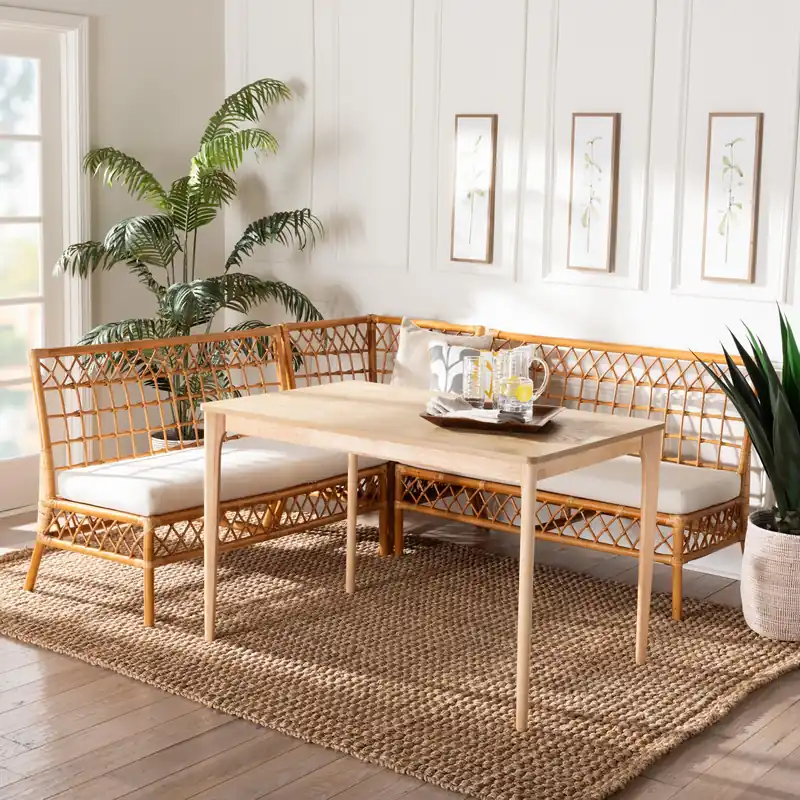 Baxton Studio bali & pari Adora Modern Bohemian Honey Rattan 4-Piece D Direct From Manufacturer