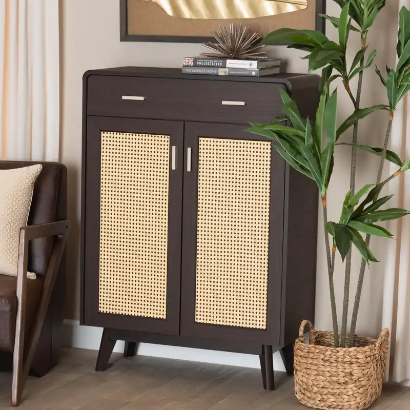 Baxton Studio Giancarlo Mid-Century Modern Espresso Brown Wood 2-Door Editor’s Pick