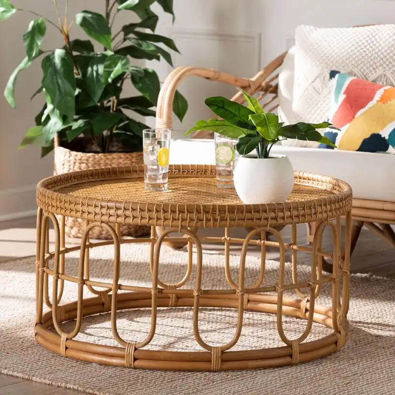 Baxton Studio bali & pari Phoenix Modern Bohemian Light Honey Rattan C Premium