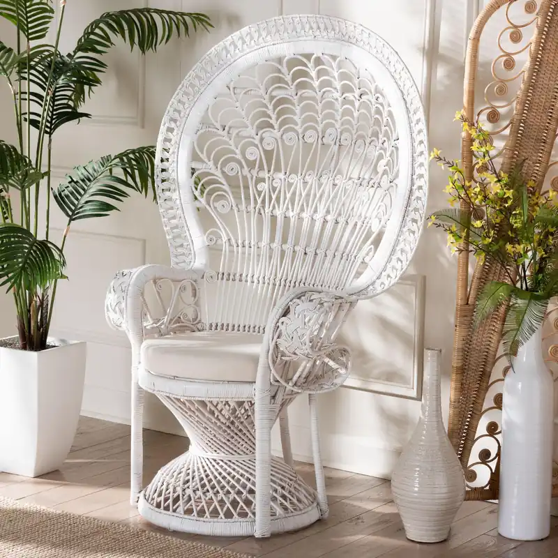 Price Cut Baxton Studio bali & pari Kallima Modern Bohemian White Natural Rattan