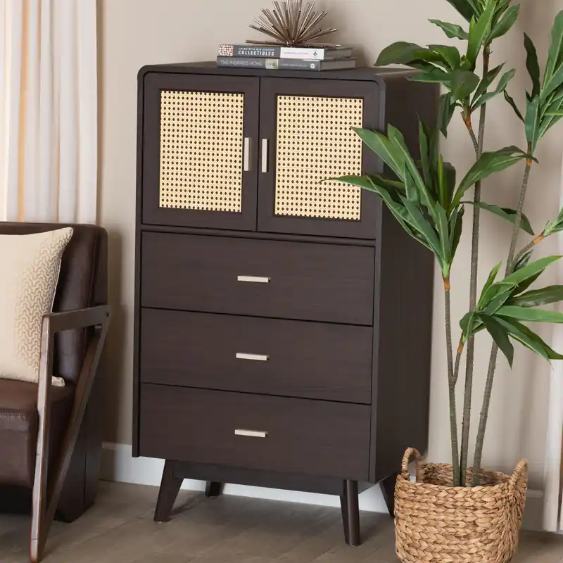 Direct From Manufacturer Baxton Studio Giancarlo Mid-Century Modern Espresso Brown Wood 3-Drawe