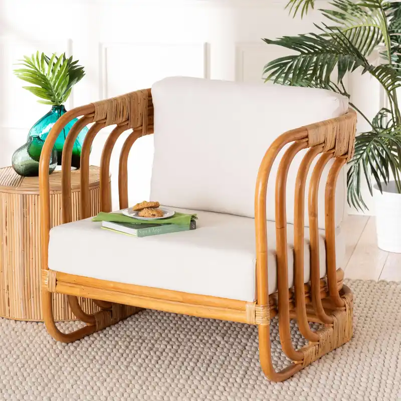 Baxton Studio bali & pari Corsa Modern Bohemian Natural Rattan Arm Cha Express Delivery