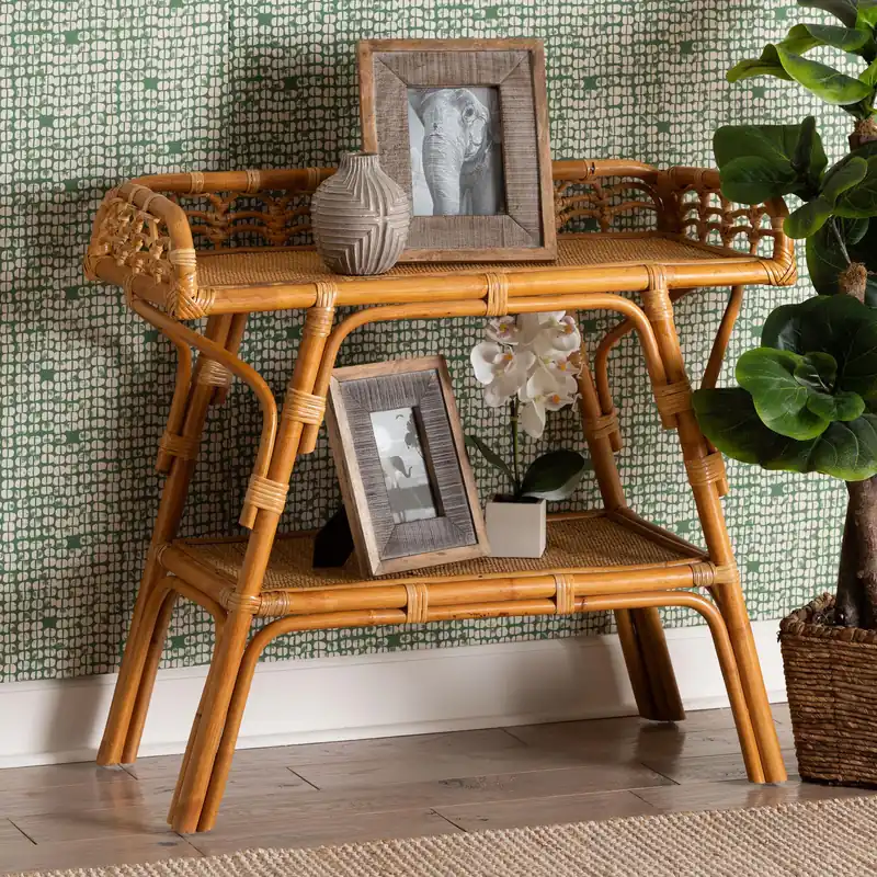 Trending Baxton Studio bali & pari Nayana Modern Bohemian Natural Rattan 2-Tier